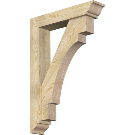 Ekena Millwork Merced Traditional Rough Sawn Bracket w/ Offset Brace, Douglas Fir, 6"W x 28"D x 40"H BKT0604X28X40MRC01RDF